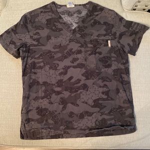 Chemistry black camo scrub top